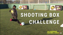Soccer skills shooting box challenge